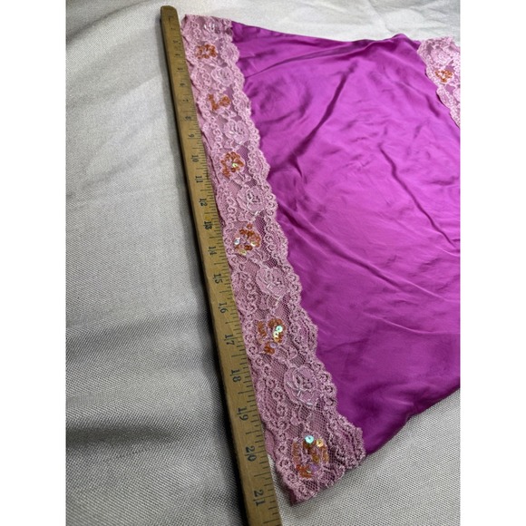 Sexy Ny&Co Silk Cami Babydoll Tee Womens Large Lace Sequins Hot Pink - Picture 4 of 11